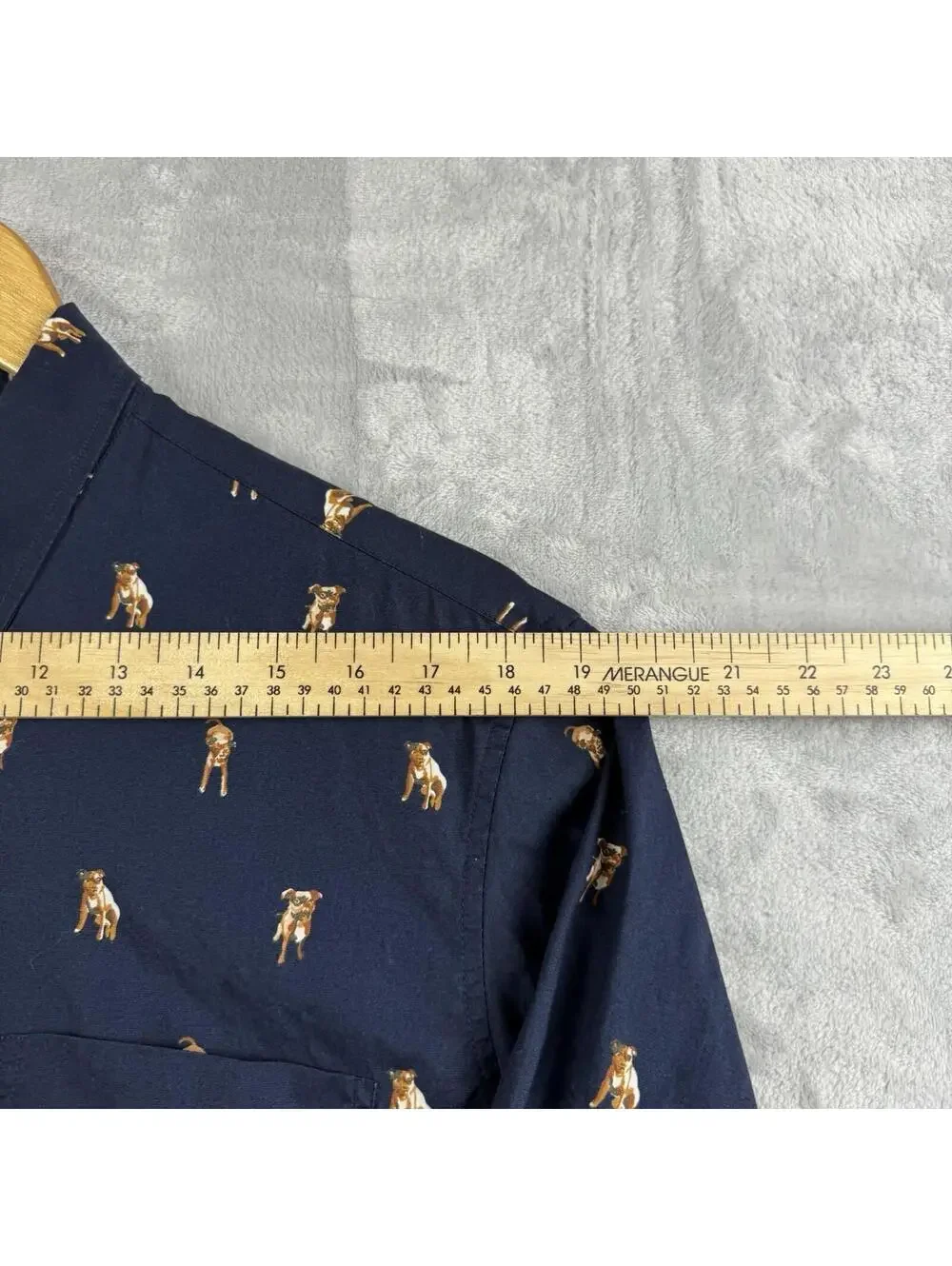 J.Crew Secret Wash Shirt Men Medium Navy Dog Print Button Front Stretch Slim Fit